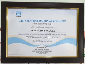 Dr. Dinesh Padole - Workshop at Medanta(Certificate)
